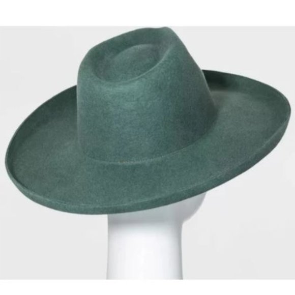Universal Thread Accessories - NWT Universal Thread Women's Upturned Adjustable Wide Brim Felt Fedora Hat Green